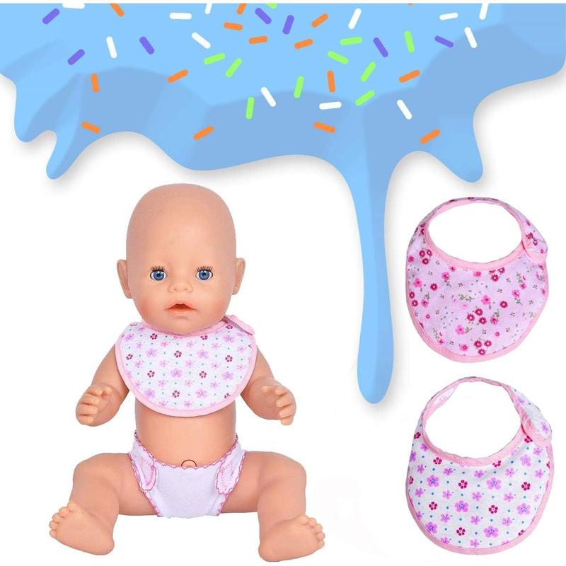 DC-BEAUTIFUL 4 Pcs Doll Diapers Doll Underwear and 2 Pcs Doll Bibs for 14-18 Inch Baby Dolls, Suitable for Infant Baby Doll Girls Boys