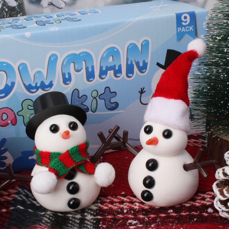 9 Pack Build a Snowman Kit Snowman Crafts ,Modeling Clay Snowman DIY Kit, Christmas Stocking Stuffers ,Christmas Crafts Xmas Gift