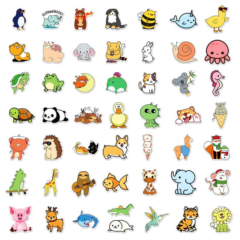 Cartoon Animal Pattern Decorative Stickers Set, 100pcs DIY Decoration For Scrapbooking, Stationary Crafts And Kids Room Wall Decor, DIY Decorative Accessories, Party Favor