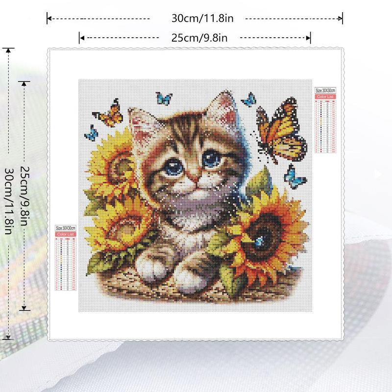 DIY Artificial Rhinestones Arts Painting Kit Without Frame, Cute Cat Theme DIY Painting, Handmade Craft Art Decoration