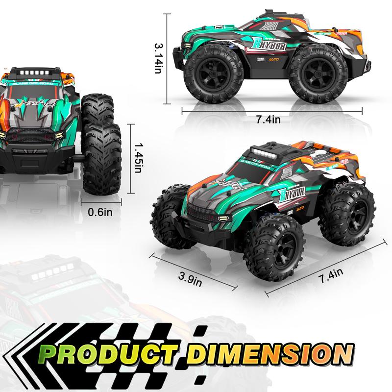 BLUEJAY Remote Control Car, 1:16 All Terrain High Speed RC Cars Truck for Boy, Rechargeable Monster RC Truck with Colorful LED Lights & Spray, RC Cars Toys Gifts for Adults Kids Boys Girls remote control