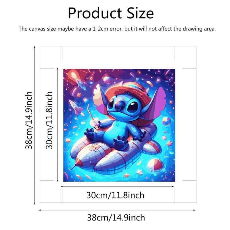 Stitch Pattern Oil Painting Kit, Acrylic Paint Kit, DIY Painting Supplies for Home Decor, Cartoon Inflatable Boat Room Decor, DIY Teenager's Gifts