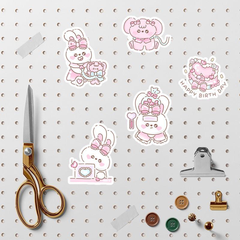 40pcs Cartoon Rabbit Sticker Set, Waterproof DIY Accessories For Scrapbooking & Journal