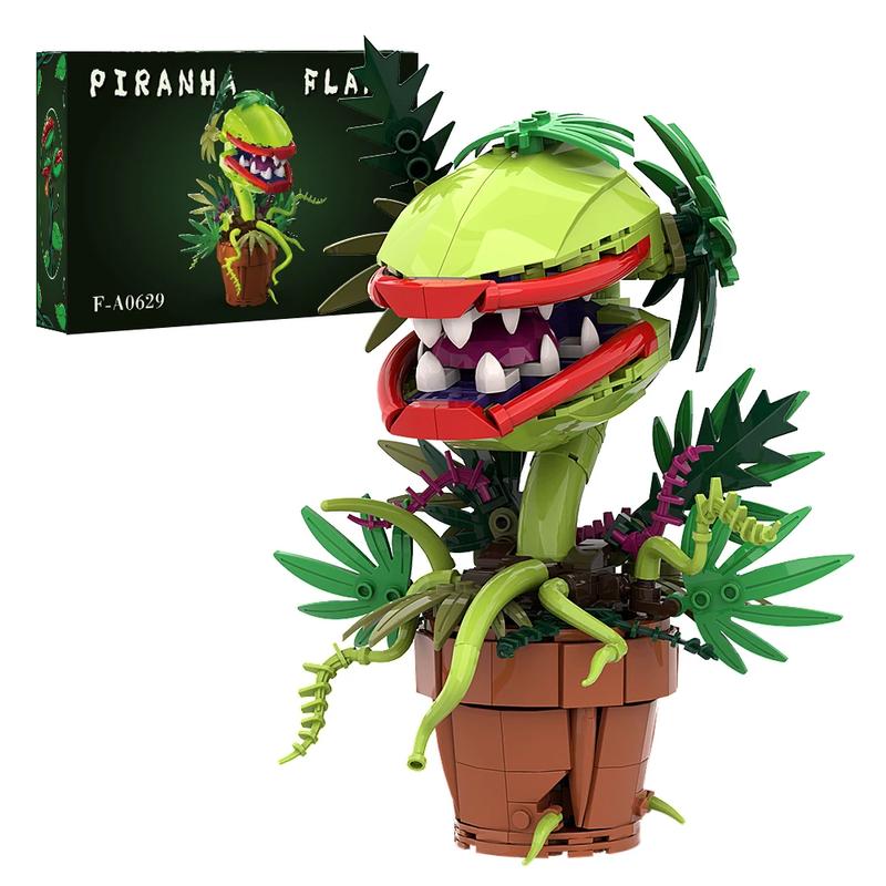 324PCS Little Shop of Audrey II Piranha Plant Flower Building Block Horrors Sets Christmas Halloween Model Gift for Adults TV Fans Gift