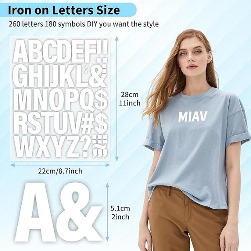 Iron on Letters for Clothing (10 Sheets), Heat Transfer Letter DIY Craft Supplies for Clothes, Jersey T-shirt Printing DIY Craft