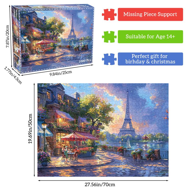 HUADADA 1000 pieces of puzzles for adults, reflections under the tower, perfect for home décor holiday holidays, family games, grandparents brainstorming