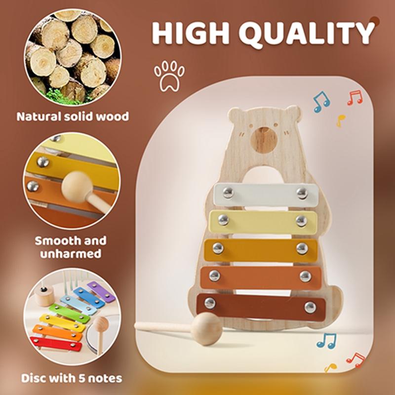 Baby Montessori Toys Cartoon Bear Percussion Instrument Toys Educational Preschool Toy for Baby Early Musical Instruments Gift