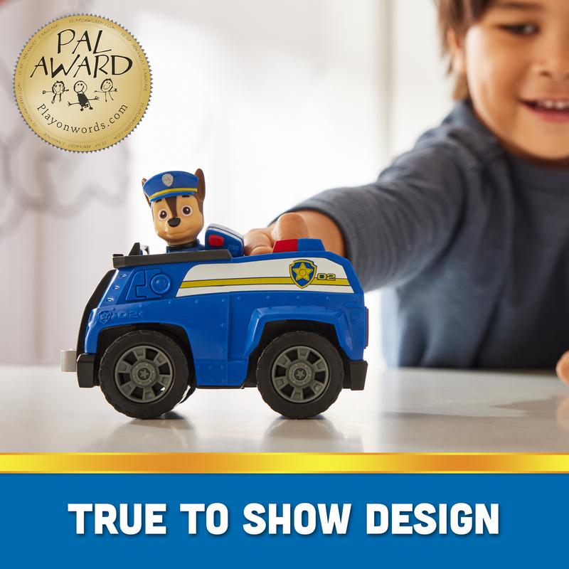 PAW Patrol, Chase’s Patrol Cruiser, Toy Car with Collectible Action Figure, Sustainably Minded Kids Toys for Boys & Girls Ages 3 and Up