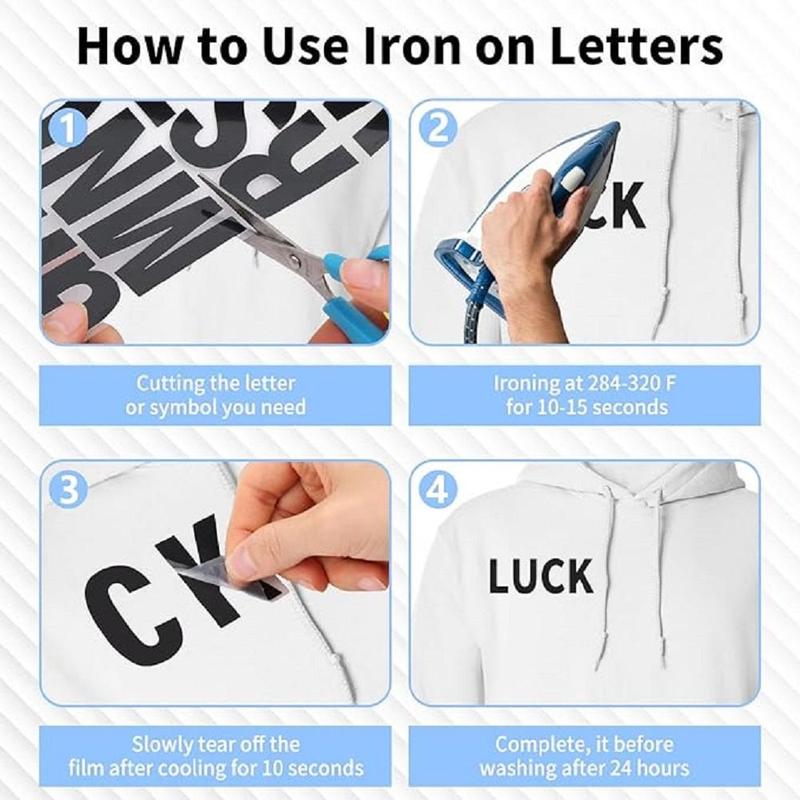 Iron on Letters for Clothing (10 Sheets), Heat Transfer Letter DIY Craft Supplies for Clothes, Jersey T-shirt Printing DIY Craft