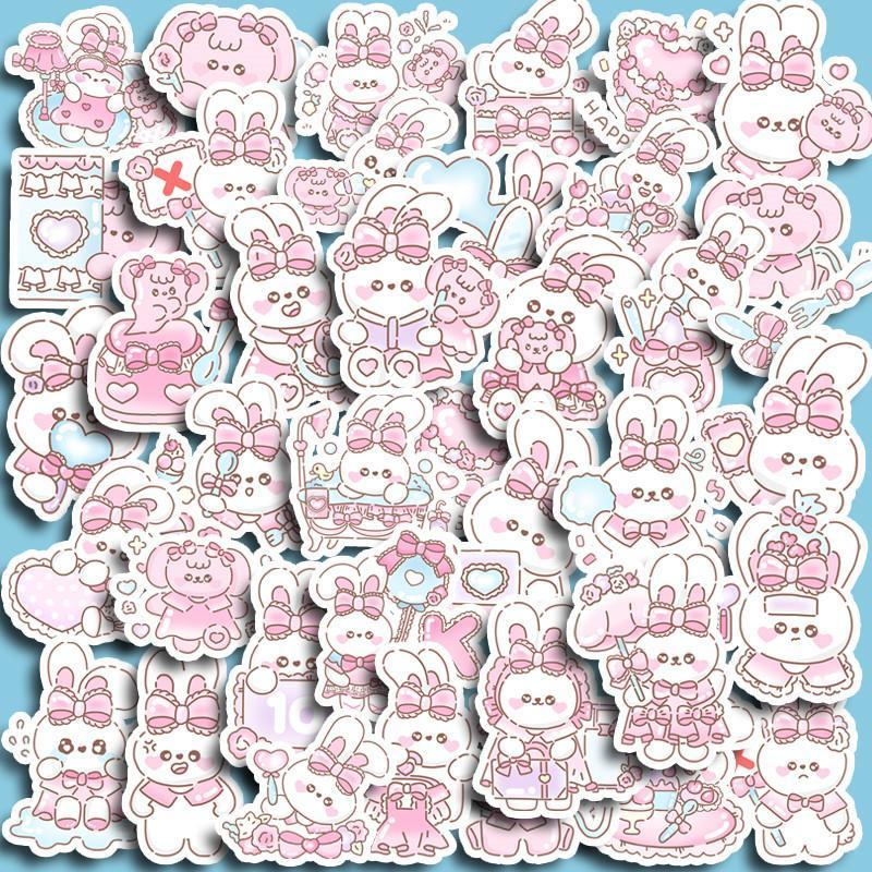 40pcs Cartoon Rabbit Sticker Set, Waterproof DIY Accessories For Scrapbooking & Journal