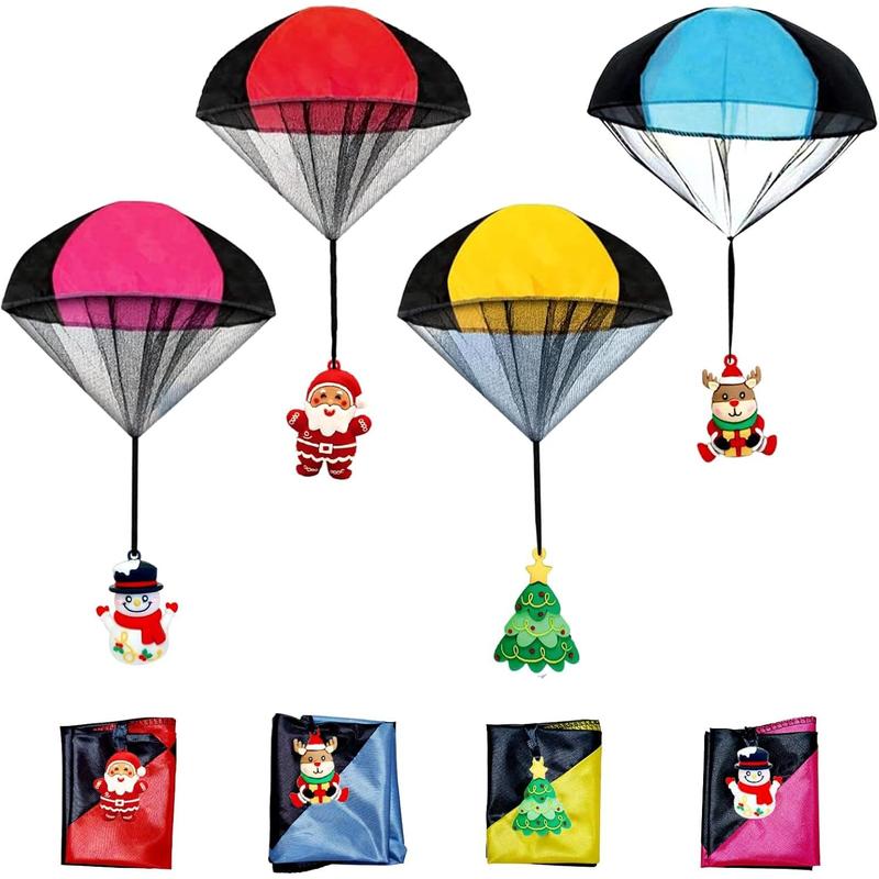 Parachute Toys, 4Pcs Christmas Parachute Toys, Christmas Toys for Kids Girls Boys, Stocking Stuffers for Kids, Hand Throw Flying Toys for Christmas Party Favors Xmas Gifts Goody Bag Filler