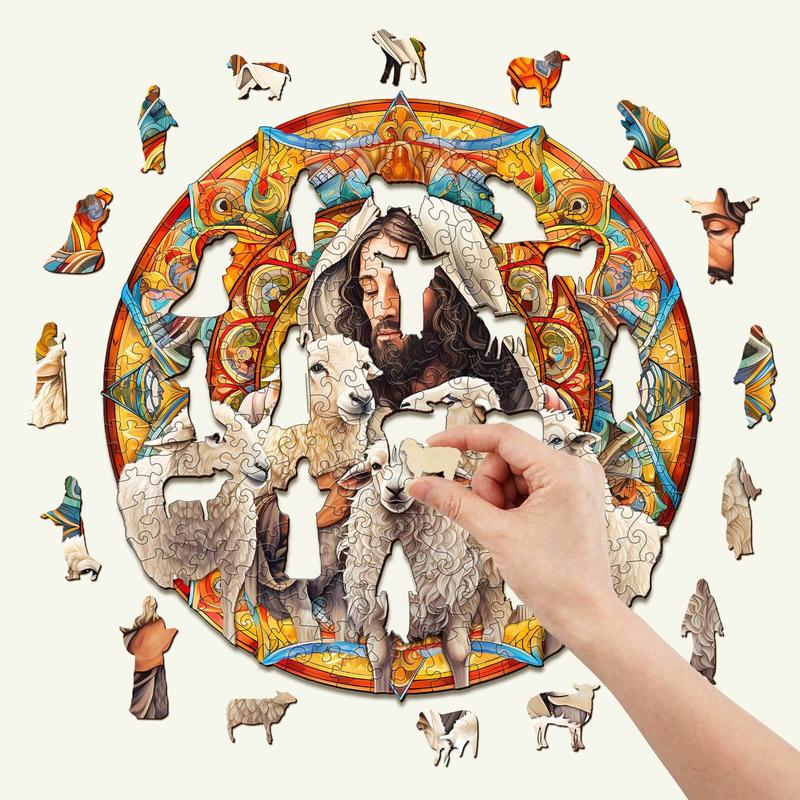 Jesus Shepherd Wooden Jigsaw Puzzle for Kids and Adults