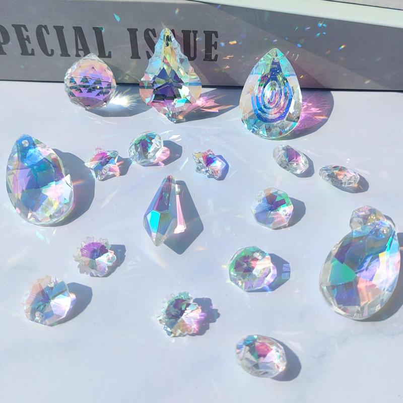 DIY Artificial Crystal Prism Jewelry Making Kit, 200pcs set Colorful Glass Hanging Prism and Accessories, DIY Supplies, Indoor & Outdoor Garden Decoration, Christmas Gift