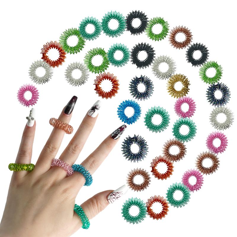 Spiky Sensory Rings, 10 Pack Different Colors, Stress Relief Fidget Sensory Toys, Fidget Rings,Massager Rings