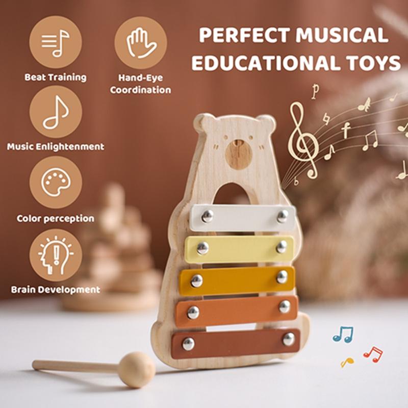 Baby Montessori Toys Cartoon Bear Percussion Instrument Toys Educational Preschool Toy for Baby Early Musical Instruments Gift