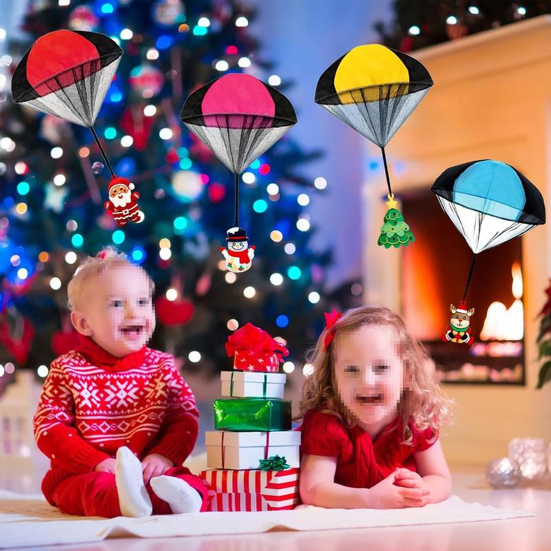 Parachute Toys, 4Pcs Christmas Parachute Toys, Christmas Toys for Kids Girls Boys, Stocking Stuffers for Kids, Hand Throw Flying Toys for Christmas Party Favors Xmas Gifts Goody Bag Filler