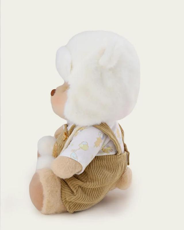 Getahug White Mink Hat Brown Overalls Bear | Handmade Jointed Teddy Bear Gift