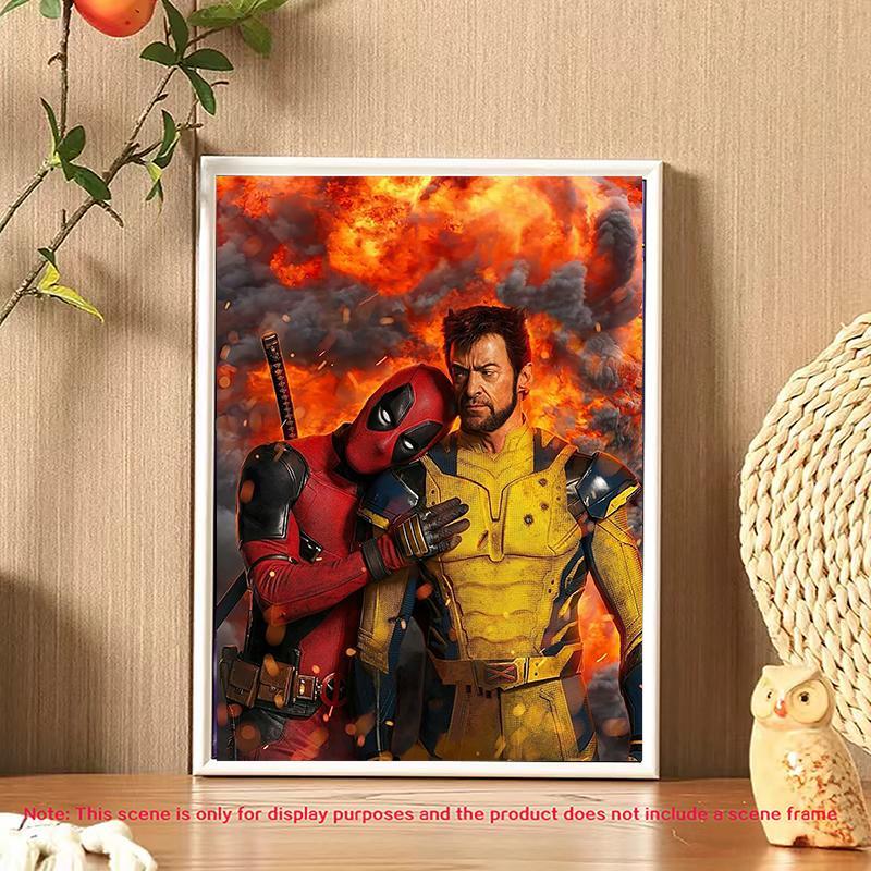 Deadpool & Wolverine Pattern DIY Diamond Arts Colorful Painting Kit without Frame, DIY 5D Diamond Arts Colorful Painting for Bedroom Home Wall Decor