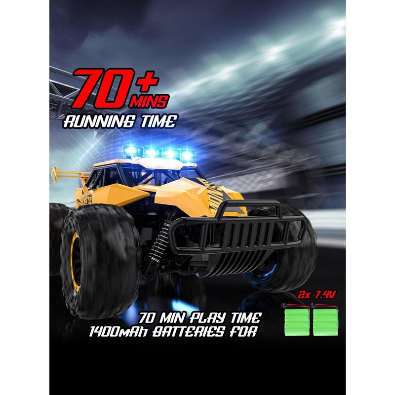 Remote Control Car - 2.4GHz High Speed 33KM H RC Cars Toys, 1:12 RC Monster Trucks Offroad Hobby RC Truck Toys With LED Headlight And Rechargeable Battery Gift For Adults Boys 8-12 Kids