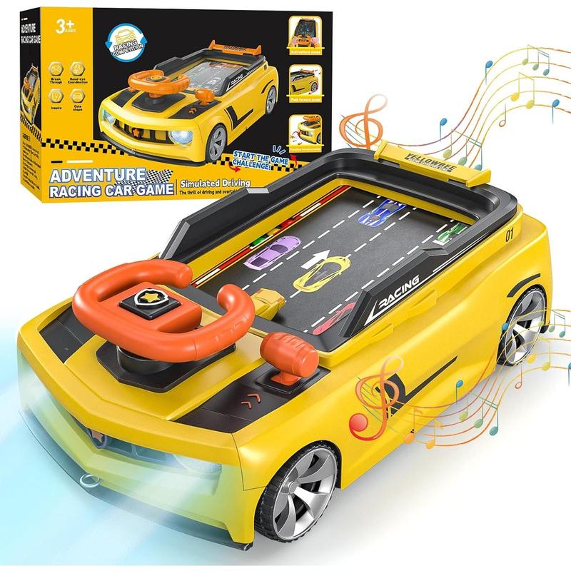 Steering Wheel Toys with Music and Light - Kids Simulation Adventure Driving Racing Car Game, Educational Musical Car Toys with Suction Cups for Boys Girls Birthday Xmas Gifts 3 4 5 6 Year Old