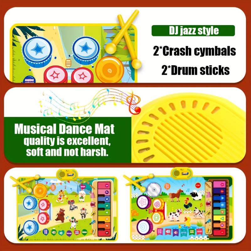 Piano and Drum Set Play Mat, Music Toy for Girls Boys, All Toy, Holiday Gift, Christmas and Halloween Gifts, Random Color