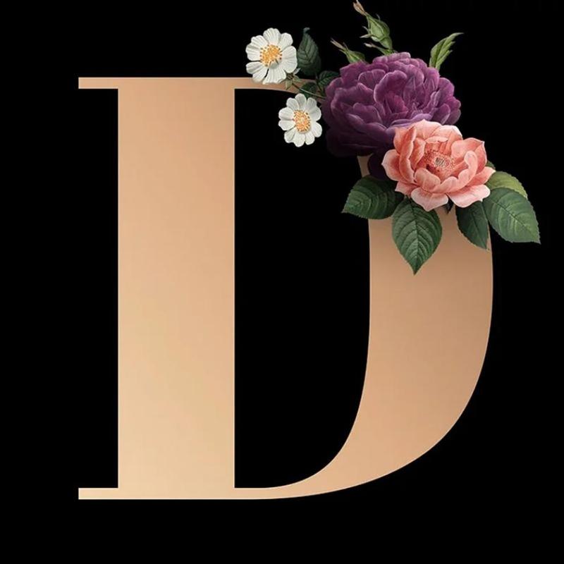 Letter D Floral Design DIY Diamond Arts Colorful Painting Kit Without Frame, DIY 5D Wall Art Home Decor for Bedroom Living Room