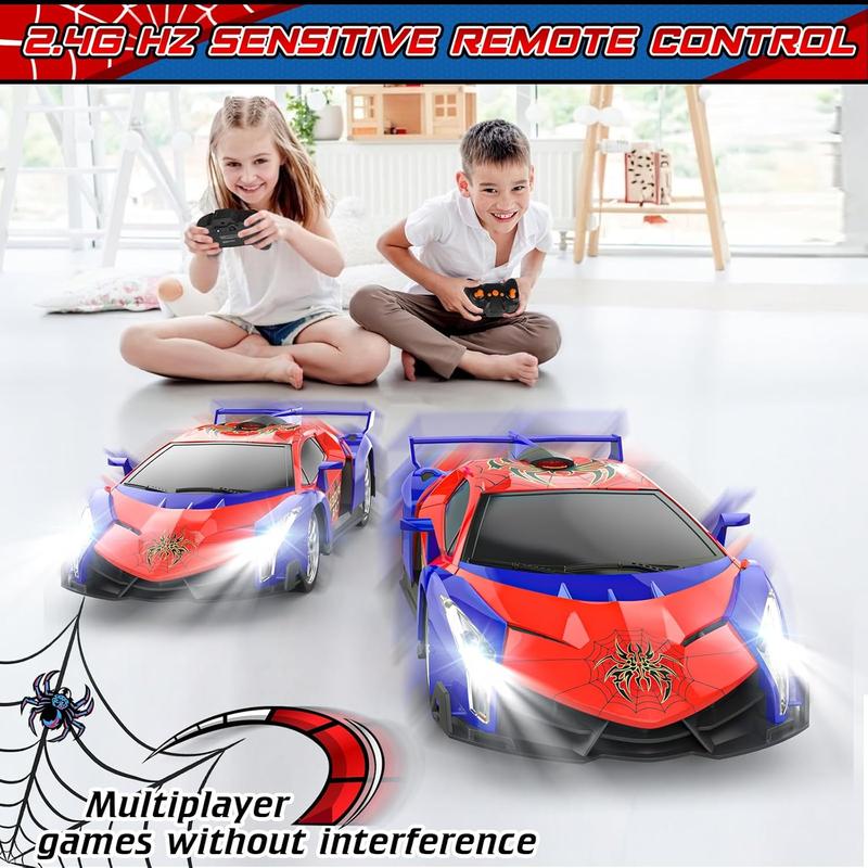 Remote Control Car, 2.4Ghz Rc Cars for Boys 4-7 8-12, Electric Kids Toys for Kids with Cool LED Lights, Rechargeable Hobby Race Cars Toys for Boys Girls Ages 4-6 5-7 6-8 8-12 Birthday Gift