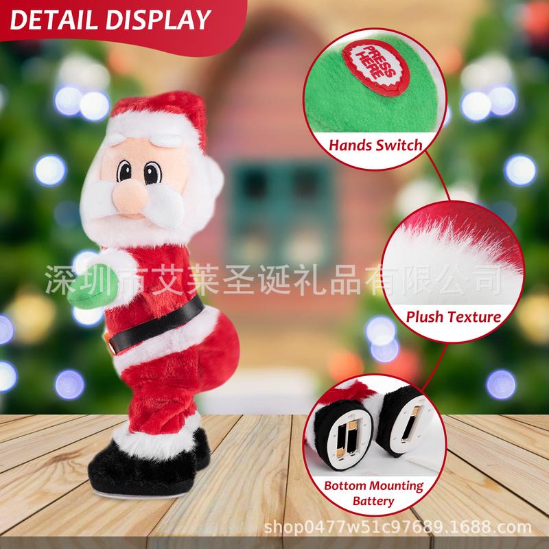 Creative Christmas Electric Singing Dancing Shaking Hip Twisting Butt Santa Claus, Cross-Border Hot Selling Electric Plush Saint