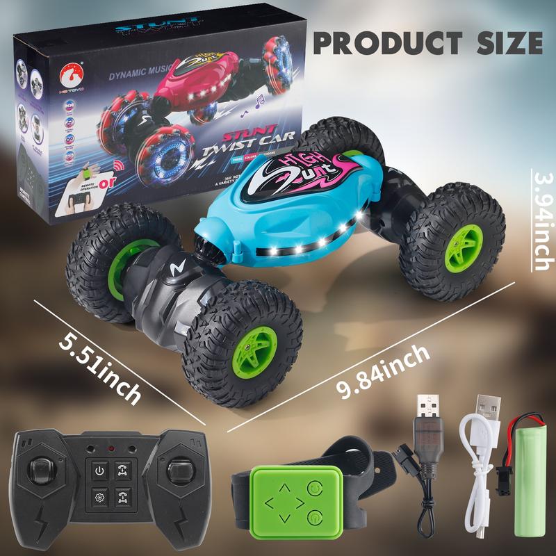 Gesture Sensing RC Stunt Car Toy - Comes with a 2.4GHz remote control, supporting multi-directional twisting and rotating, 4WD design, and off-road transforming features, ideal for extreme driving adventures on all terrains.