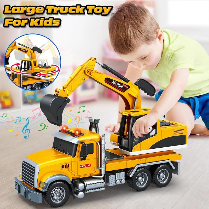 Toy Truck, Large Excavator Truck Toy for 3 4 5 6 Year Old Boys,Truck Toy with Sound and Light,Kids Toddlers Birthday Gifts for Boys & Girls