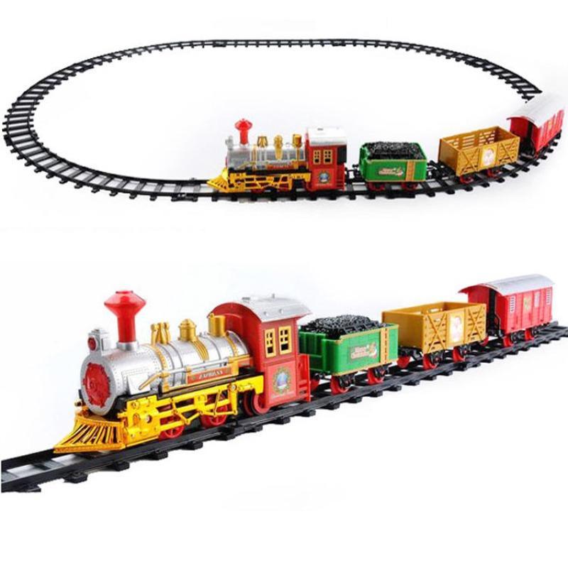 Electric Train Track Set, 1 Set Battery Powered Train Toy with Light & Sound, Track Railway Toys for Boys & Girls, Birthday Gift