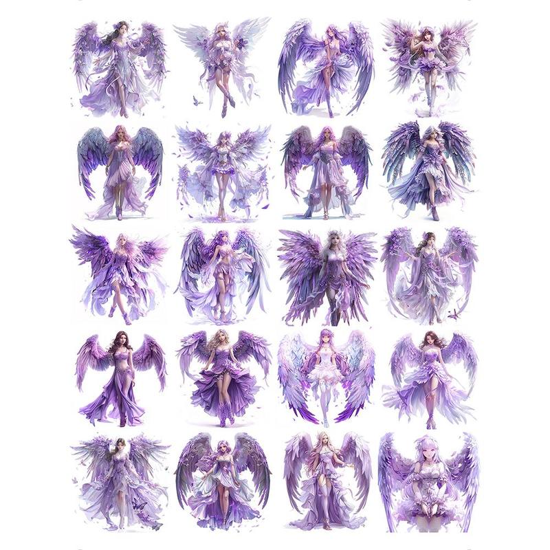 Angel Girl Pattern Sticker, 20pcs set DIY Decorative Sticker, DIY Decals for Scrapbooking, Journaling, Gift Wrapping, Greeting Cards, DIY Crafts Projects