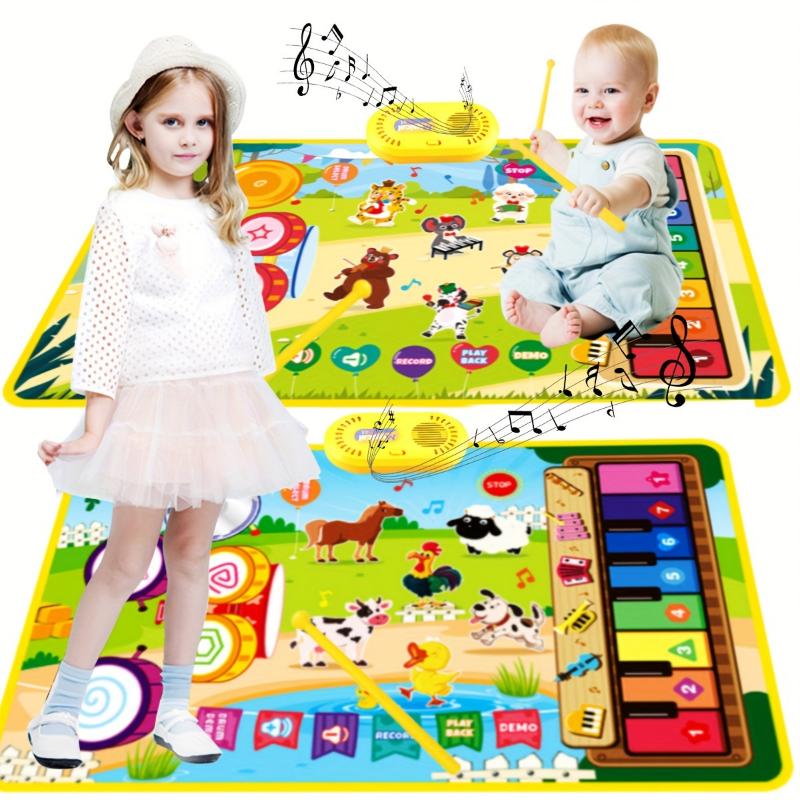 Piano and Drum Set Play Mat, Music Toy for Girls Boys, All Toy, Holiday Gift, Christmas and Halloween Gifts, Random Color