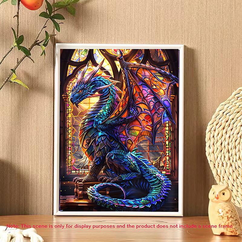 5D DIY Diamond Arts Colorful Painting Kit, Dragon Pattern Diamond Arts Colorful Painting without Frame, Handmade Art Crafts for Home Decor