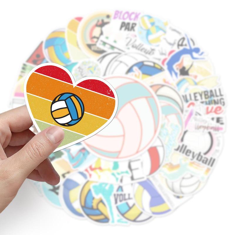 50pcs Volleyball Pattern Stickers, Creative Multi-purpose Stickers, For DIY Craft Decoration And Hand Account