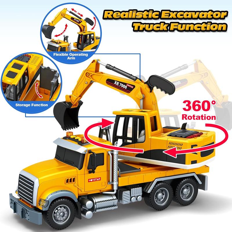 Toy Truck, Large Excavator Truck Toy for 3 4 5 6 Year Old Boys,Truck Toy with Sound and Light,Kids Toddlers Birthday Gifts for Boys & Girls