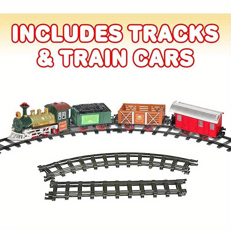 Electric Train Track Set, 1 Set Battery Powered Train Toy with Light & Sound, Track Railway Toys for Boys & Girls, Birthday Gift