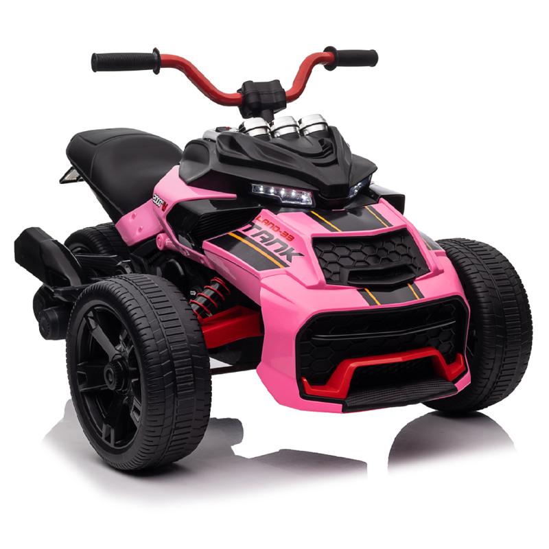 POSTACK 24V Kids ATV, 3 Wheeler Kids Electric Ride on Motorcycle, Rechargeable Battery Powered Kids Electric Vehicle with EVA Tire, Ride on Toy for Kids, Rose Pink