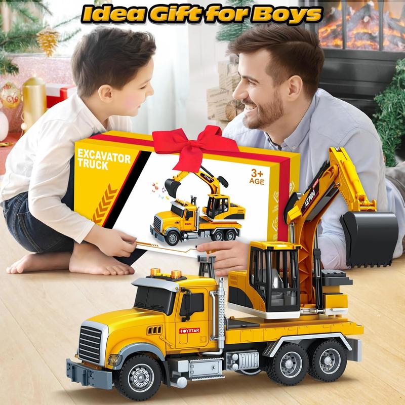 Toy Truck, Large Excavator Truck Toy for 3 4 5 6 Year Old Boys,Truck Toy with Sound and Light,Kids Toddlers Birthday Gifts for Boys & Girls