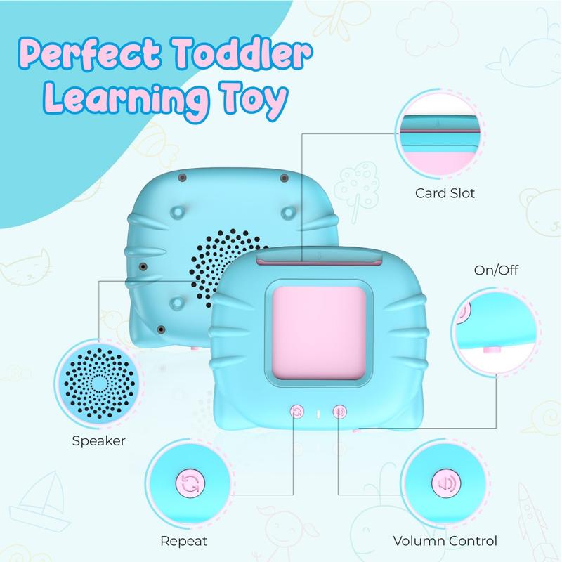 224 510 Words Alphabet Bilingual TalkingFlash Cards for 3-8 Years Toddlers, Pocket Speech Buddy Therapy AutismToyS, Kids learning materials Educational Learning InteractiveToy for Boys Girls Kids Gifts Blue learning cards