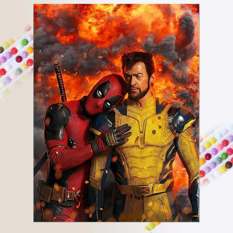 Deadpool & Wolverine Pattern DIY Diamond Arts Colorful Painting Kit without Frame, DIY 5D Diamond Arts Colorful Painting for Bedroom Home Wall Decor