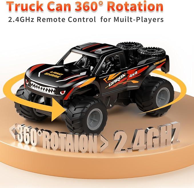 Carox 1:16 scale amphibious RC car truck, 2.4GHz shark monster truck, waterproof RC truck, all terrain off-road vehicle, pool toy water toy