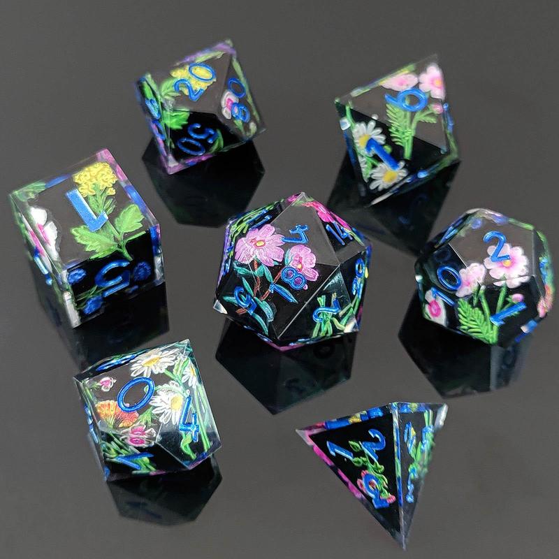 Multi Pattern Resin Dice Set, 7 Counts set Colorful Dice, Polyhedral Dice for D&D and Fantasy Games, Game Accessories for Men and Women