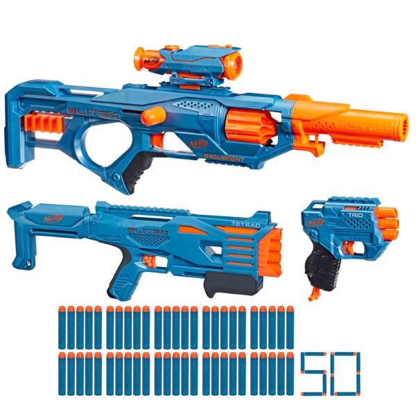 Nerf Elite 2.0 Ultimate Blaster Pack, 3 Blasters, 50 Nerf Elite Darts