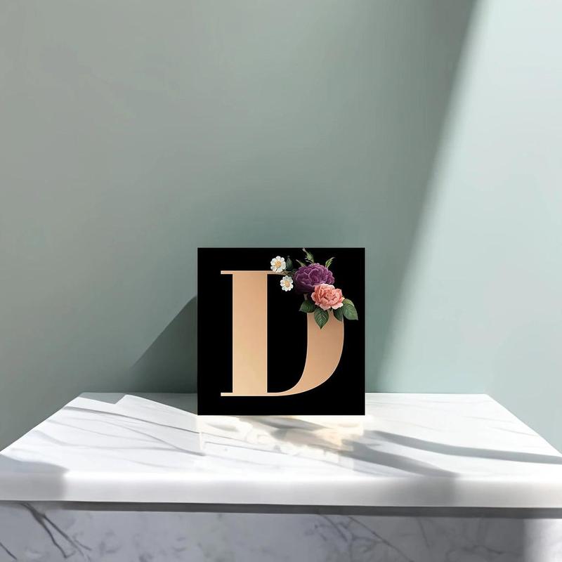 Letter D Floral Design DIY Diamond Arts Colorful Painting Kit Without Frame, DIY 5D Wall Art Home Decor for Bedroom Living Room