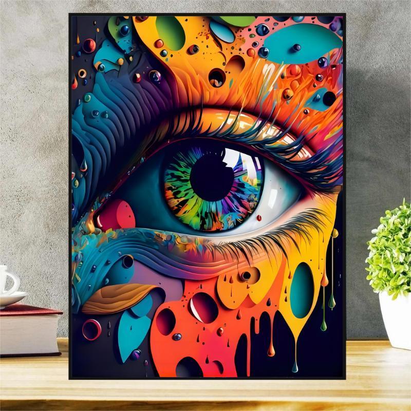 5D Diamond Arts Colorful Painting Kit, Eye Pattern DIY Rhinestone Embroidery Set, Home Wall Craft Decoration without Frame