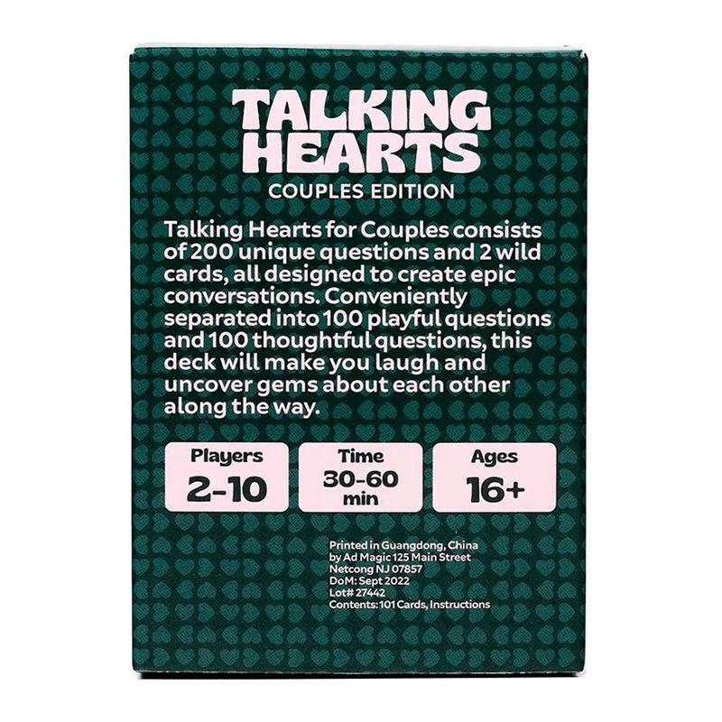 Talking Hearts Couple Card Game, 1 Box 202pcs Conversation Card, Fun Game for Couple, Lovers, Friends, Family