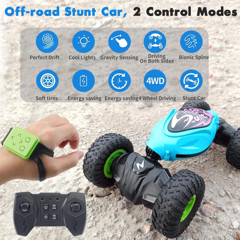 Gesture Sensing RC Stunt Car Toy - Comes with a 2.4GHz remote control, supporting multi-directional twisting and rotating, 4WD design, and off-road transforming features, ideal for extreme driving adventures on all terrains.