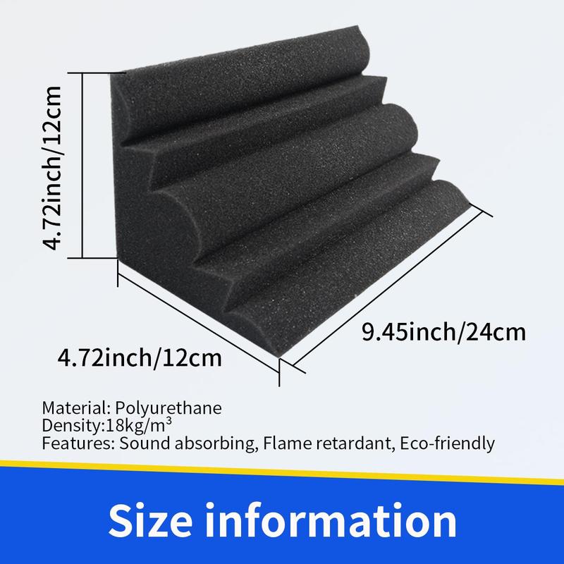 Acoustic Bass Traps Corner Foam Panel, 12pcs Soundproof High Density Sound Absorption Studio Corner Foam Pads