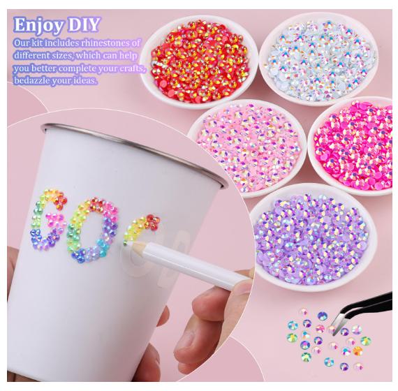 18000Pcs Resin Jelly Rhinestones for Crafting, Multicolor 3mm Flatback Rainbow Gems, Bedazzling Crystal with 3Pcs 10ml B7000 Jewelry Glue for DIY Crafts Clothing Shoes Nail Art